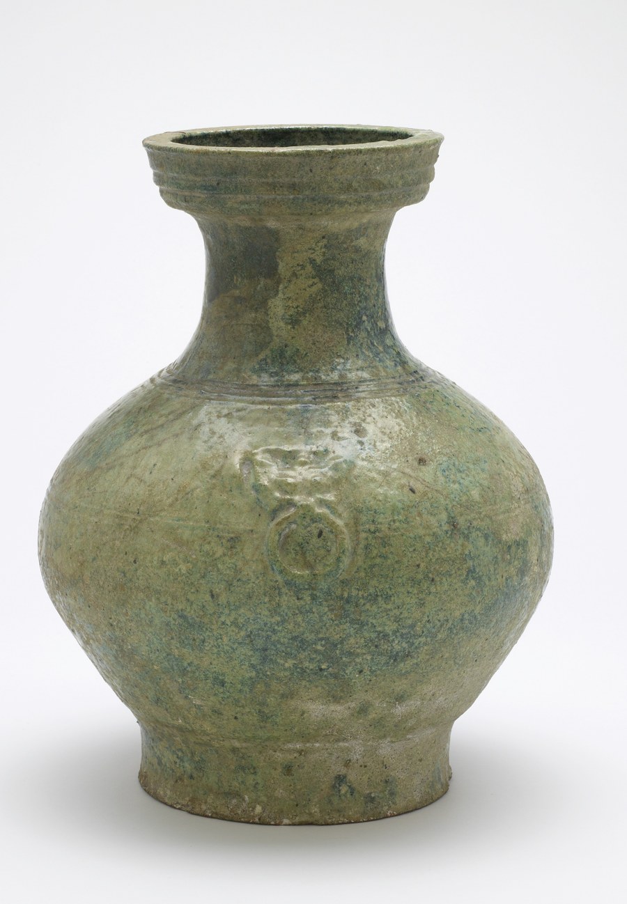 汉代绿釉陶壶(博物馆藏),古人随葬明器的一种,用来盛放酒食五谷